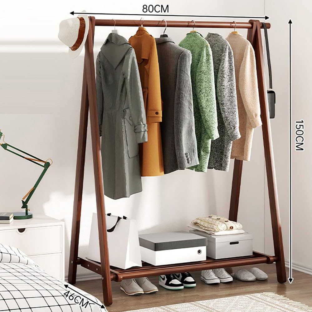 Perchero de Madera, Perchero de Madera de pie, Burro Ropa Plegable, Resistente y Estable, Maximum Load 80kg, para el Pasillo de la Oficina en casa : 60/80/100/120CMx46CMx150CM