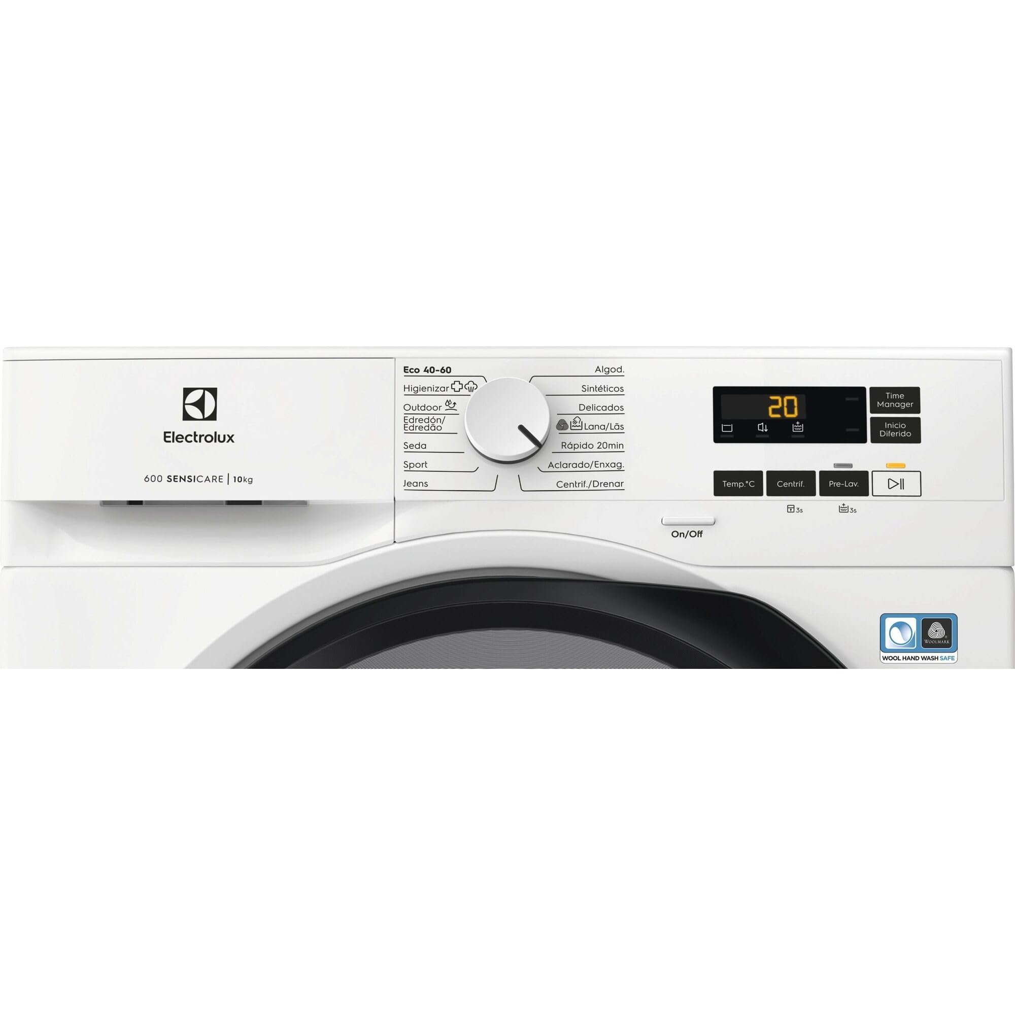 Electrolux Lavadora de Carga Frontal 10 kg EFI6114O2B, 1400 rpm, Libre Instalación, Tecnología SensiCare, Motor Inverter, Programa Higiene a Vapor, Cajón Largo, MixLoad 69 min, Display LCD, Blanco