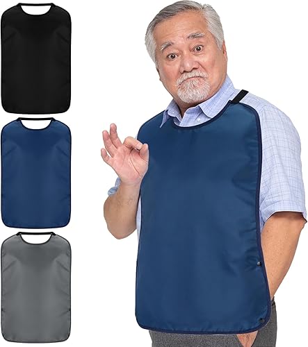 Miniatura 7 de Twistover Double Layer Stretchable Adult Bibs with Crumb Catcher Waterproof Washable Dining Clothing Protector Adult Bibs