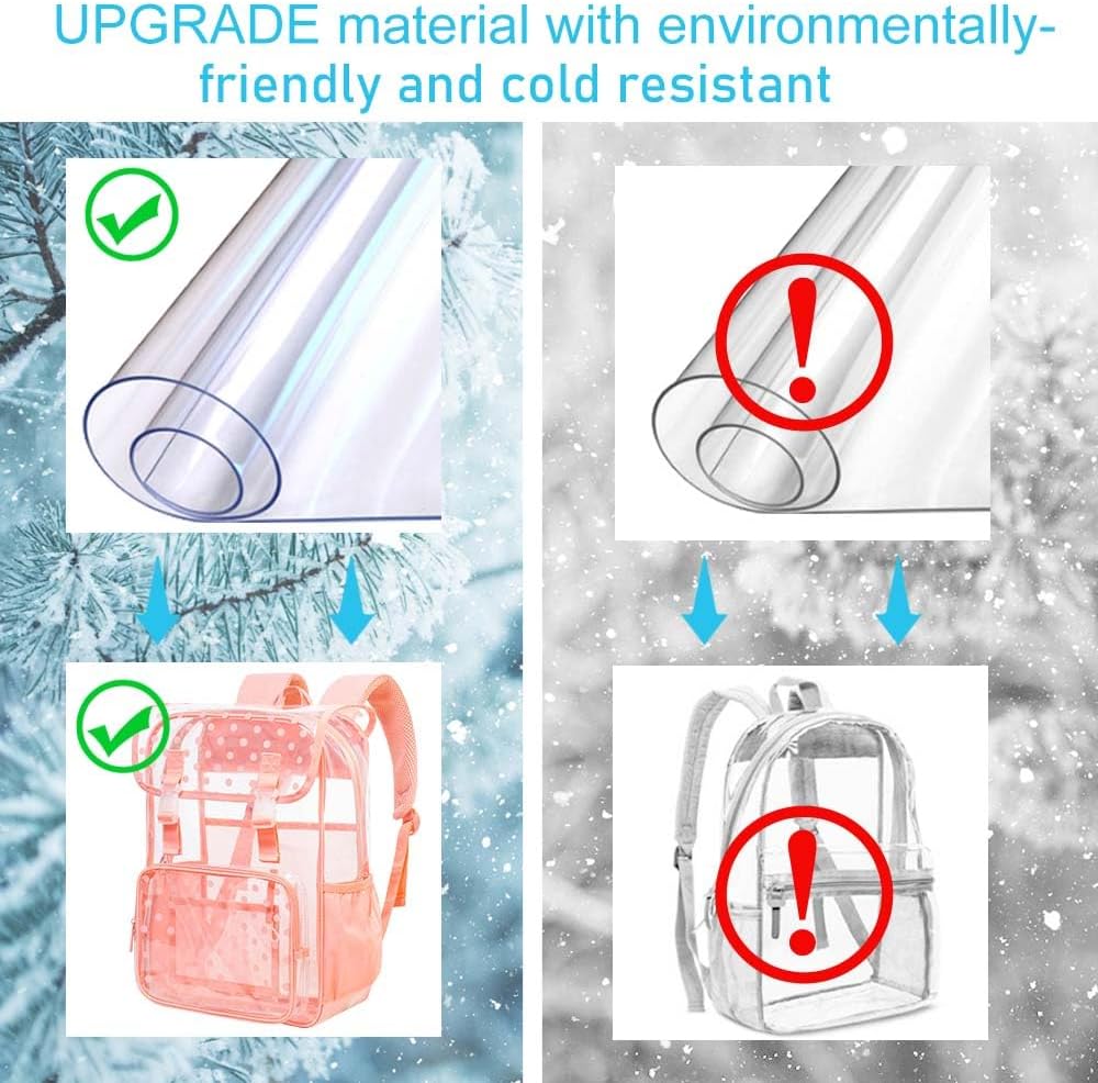 3PCS Pink Clear Backpack, Heavy Duty Transparent Bookbag for Girls Women, Stadium Approved See Through Backpack Set (Pink Dot) - Image 6