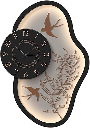 Silent Modern Wall Clock with Pendulum, Living Room Wall Clock Numerals Battery Operation Wall Clocks for Living Room Bedroom(Black)