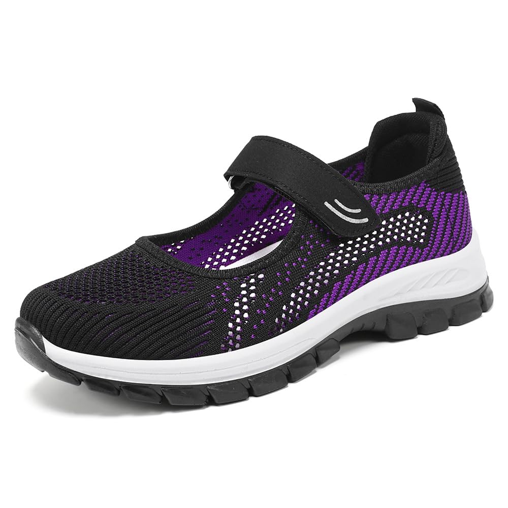 Women's Spring Velcro Shoes – Soft Bottom, Breathable & Comfortable Shoes for Middle-Aged Women Black-image-4