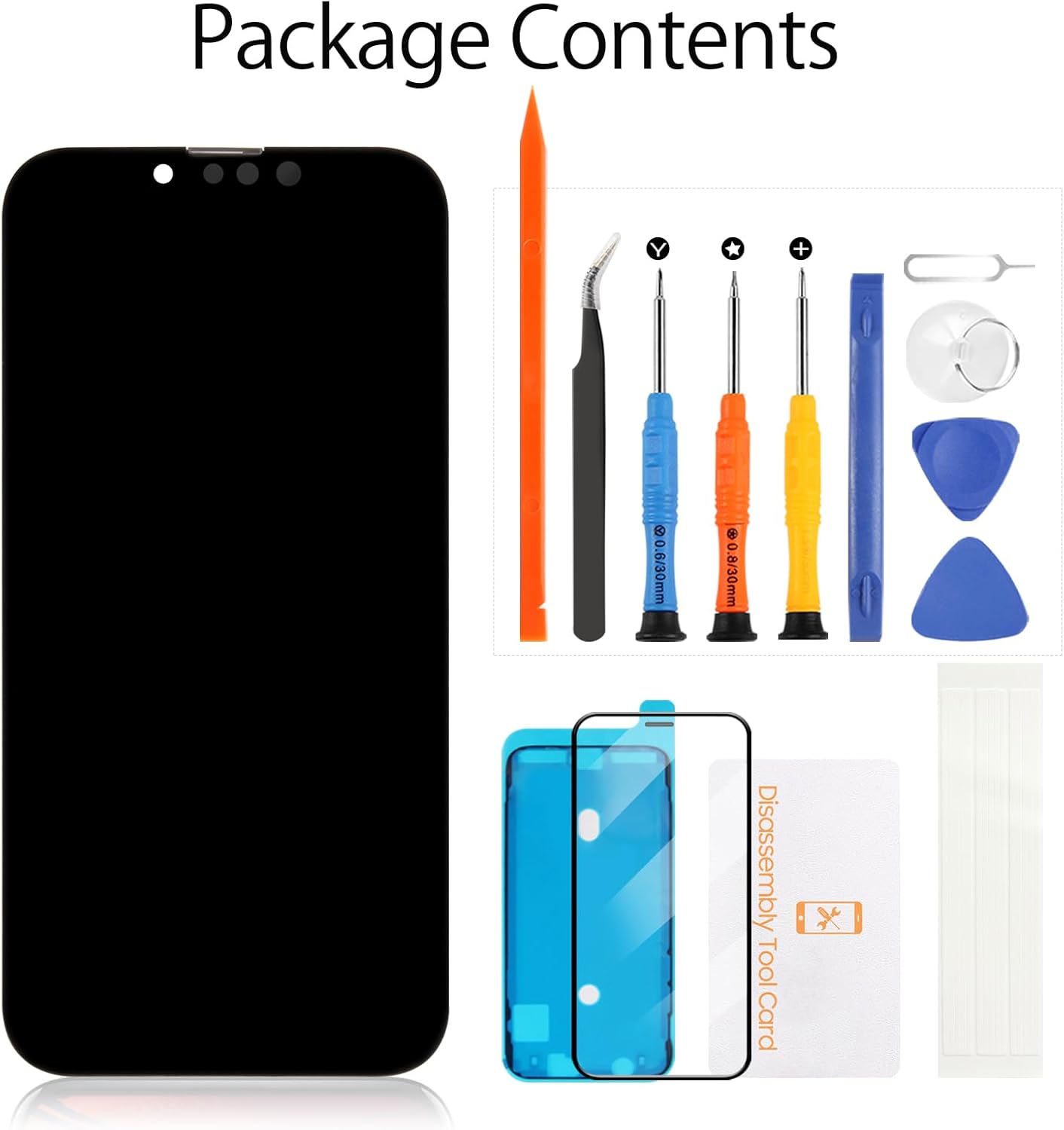 for iPhone 13 Pro OLED Screen Replacement Display Assembly with Proximity Sensor Flex Cable 6.1" Touch Digitizer Repair Kit A2638 A2483 A2636 A2639 A2640 Original Notch