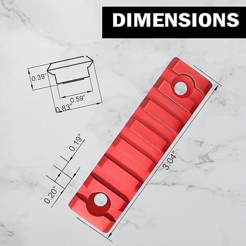 Miniatura 3 de Combo de 2 artículos que incluye 5 ranuras, 2 piezas y 7 ranuras, 2 piezas, mod de llave, color rojo aluminio ligero (paquete de 2-5 y 7 rieles de