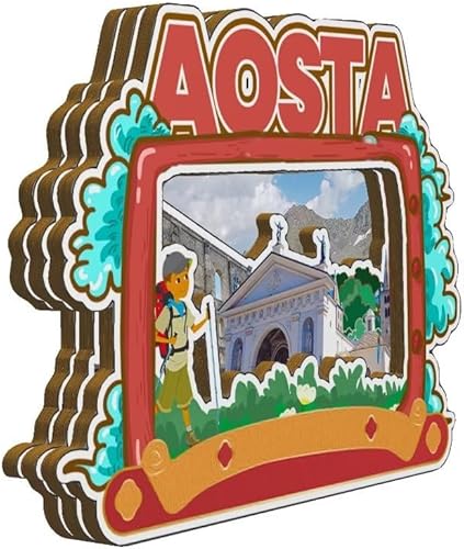Miniatura 2 de Aosta Valle d'Aosta Italia imán para nevera imán de madera 3D lugares de interés coleccionables de viaje decoración hecha a mano -3378