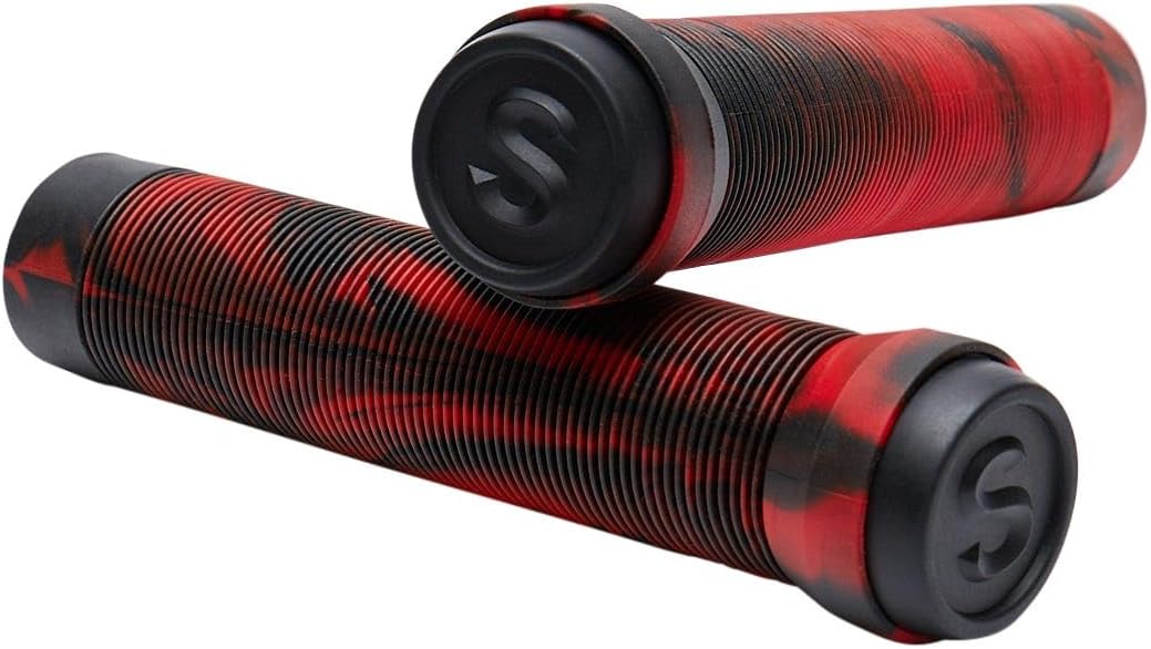 SCT USA Scooter Bar Grips with SCT USA High Rebound Rubber Bar Ends (Black/Red Blend)