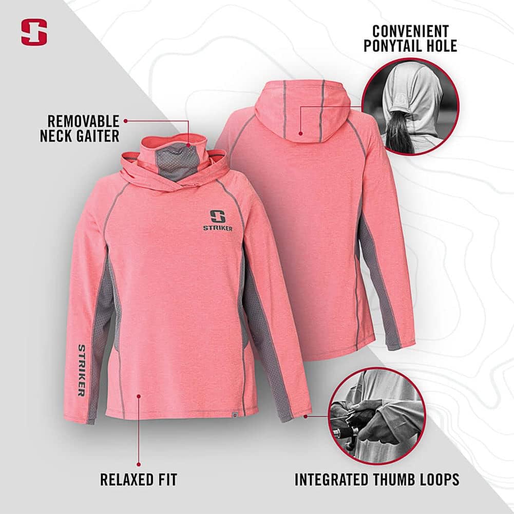 Striker Women's Guardian UPF 50+ Lightweight Moisture Wicking Fishing Hoody - Casual Active Pullover w/Removable Neck Gaiter