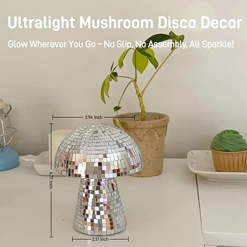 Miniatura 4 de Bola de discoteca creativa de hongo para fiesta, decoración de mesa, espejo retro hecho a mano, bola de discoteca en forma de hongo, decoración de