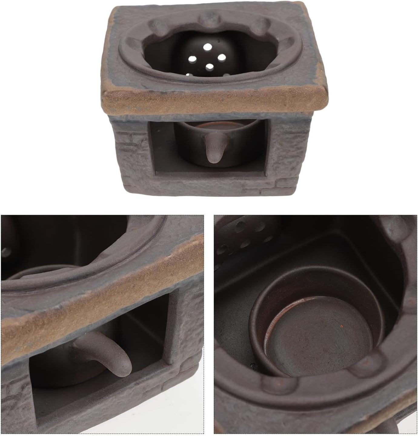 Ceramic Tea Warmer Base for Teapot Japanese Style Candle Heated Tea Stove Retro Design for Home Use and Special Occasions
