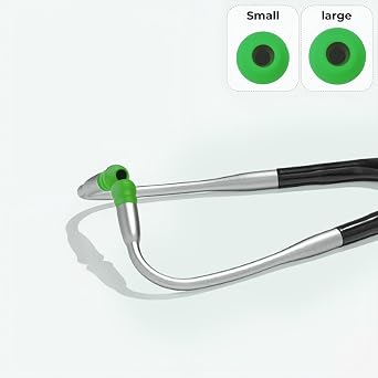 Replacement Ear Tips Compatible with EKO CORE 500 Digital Stethoscope, Original-Size Silicone, 6 Pairs (3 Small, 3 Large), Green