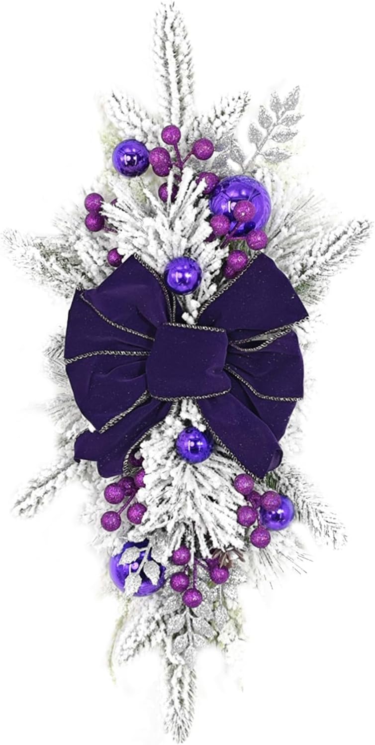 FRAKYEN Christmas Swag for Stairs Lights Purple Berry Ball