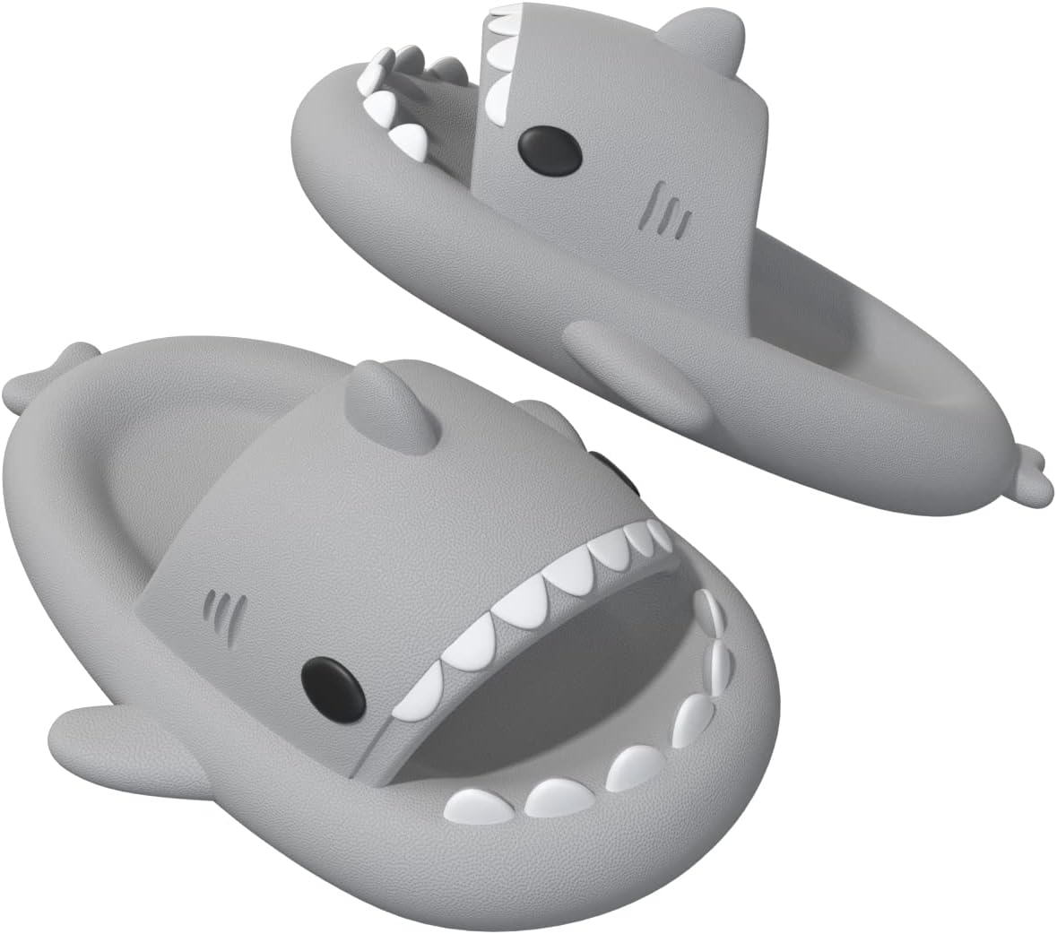 ChayChax Boys Girl Cloud Shark Slides Non-Slip Novelty Open Toe Sandals Extremely Comfy Cushioned Thick Sole Cute Cartoon Shower Slippers Indoor & Outdoor 6.5-7.5 Big Kid Light Grey image 4 of 7 B09ZLLFG3S
