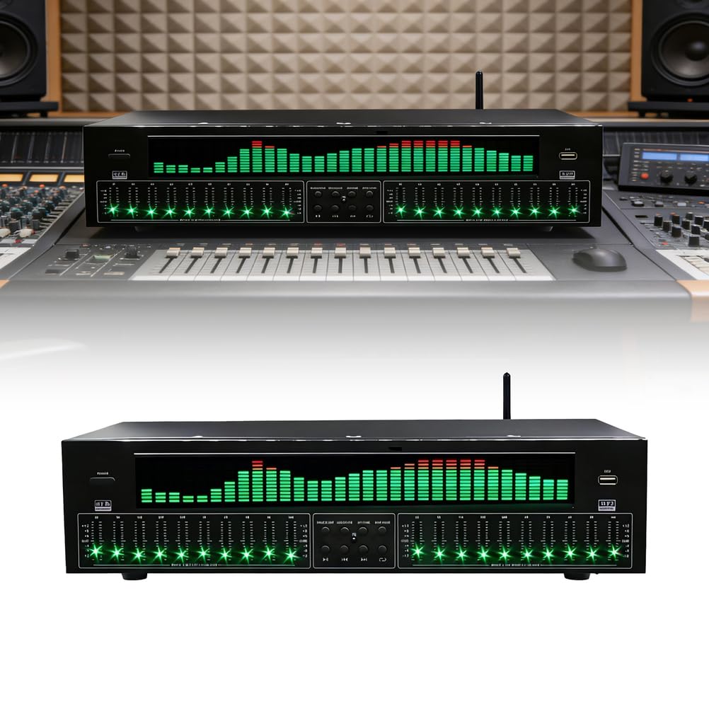 AVSMGP Analizzatore Spettro Musicale, Analizzatore Audio A 31 Bande con Luce RGB Equalizzatore Grafico Stereo A Bande Luci LED Ritmo Musica per Palcoscenici, Concerti E Studi Registrazione