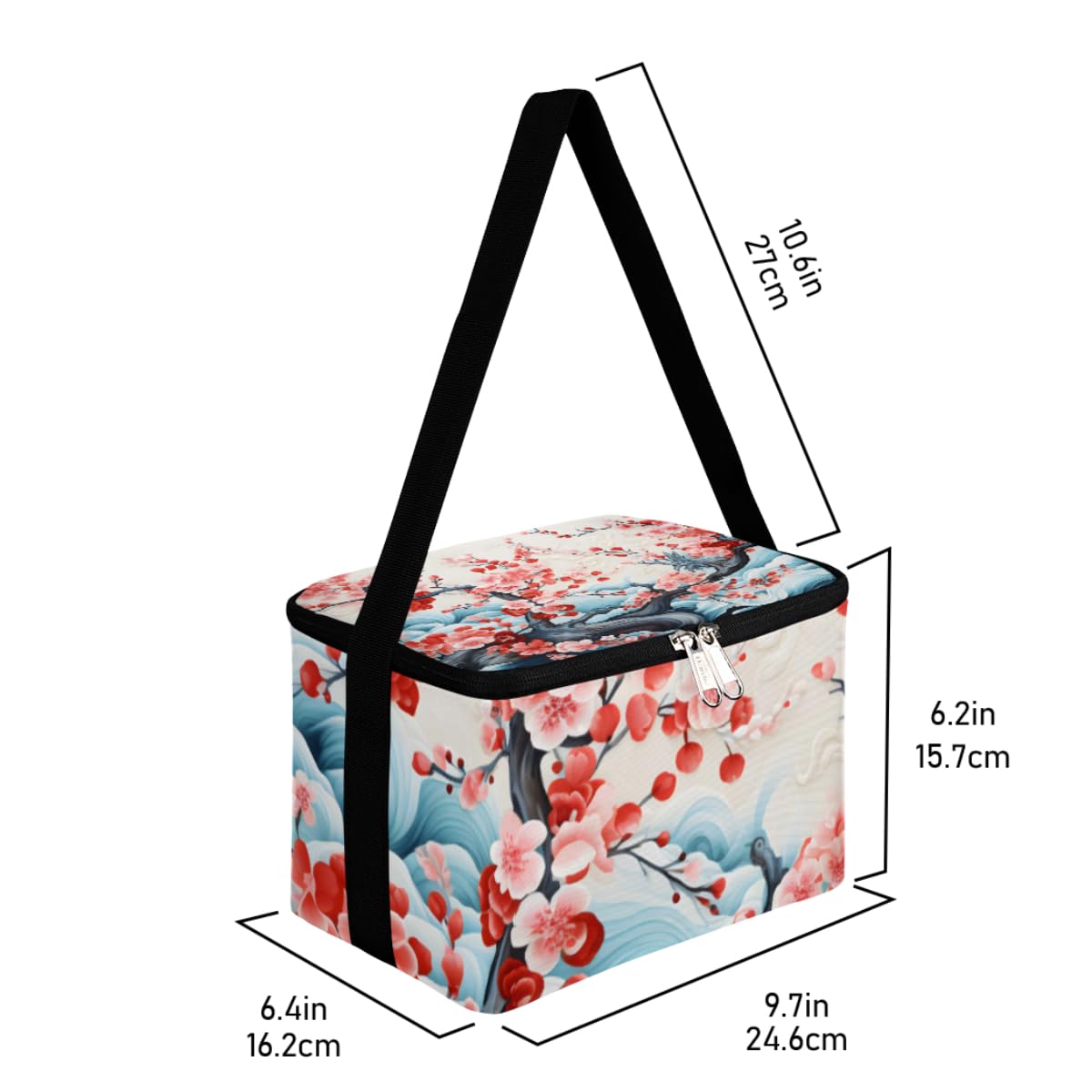 Lunch Bags for Women Men 9 Cans,Beauty Flowers Hot & Cold Food Delivery Bag Insulated Grocery Bag Insulated Lunch Box Flower Cooler Bag for Office Work Picnic Beach