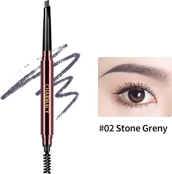 CHARMACY Triangle Eyebrow Pencil - Waterproof, Smudge-Proof, Dual-Ended with Spoolie | Vegan & Hypoallergenic | Precision Define, Fill, Shape for Beginners #02