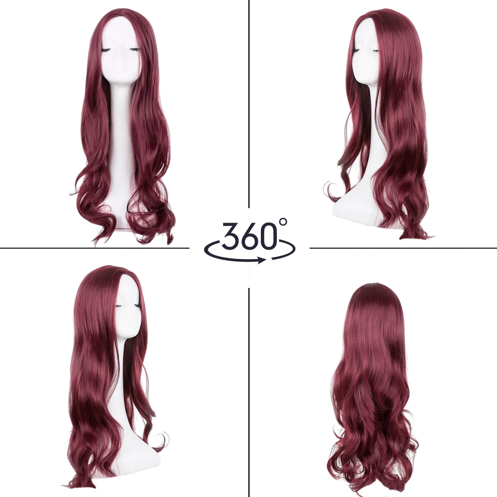 AOWVUTS Long Wave Wigs for Women Natuaral Synthetic Hair Heat Resistant Wig Ladies Fancy Dress Wig Charming Long Curly Hair Wigs Middle Part with No Bangs for Daily Party Cosplay Use - Image 3