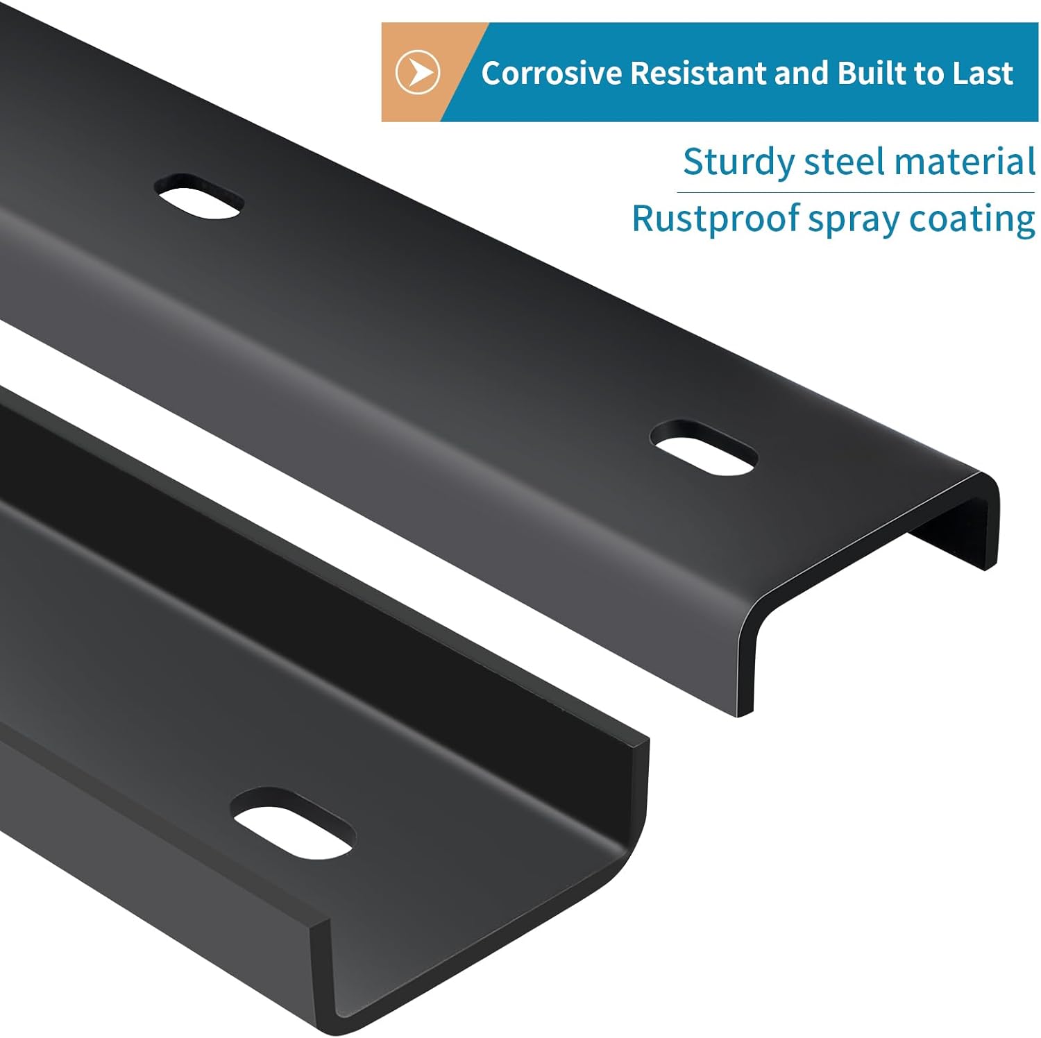 2 Pack C Channel Steel with Bolts, 30" Long x 1/2" Leg Support Bracing, Hidden Metal Brackets for Live Edge Table Top, Slab Furniture, Woodworking (Black)