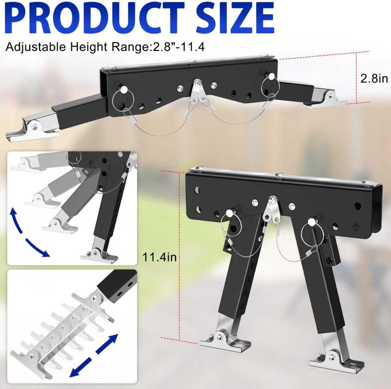 RV Step Stabilizer Kit for Travel Trailers/5th Wheels/Motorhomes, Camper Steps RV Step Support, Height Ranges from 2.8" to 11.4"