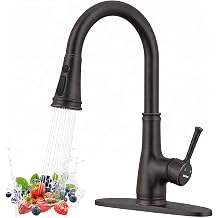 WEWE Vintage Kitchen Faucet with Pull Down Sprayer, Stainless Steel 1 or 3 Hole High Arc Single Handle Antique Sink Faucet for Classic Modern Ktichen, Oil Rubbed Bronze Bar & Prep Sinks
