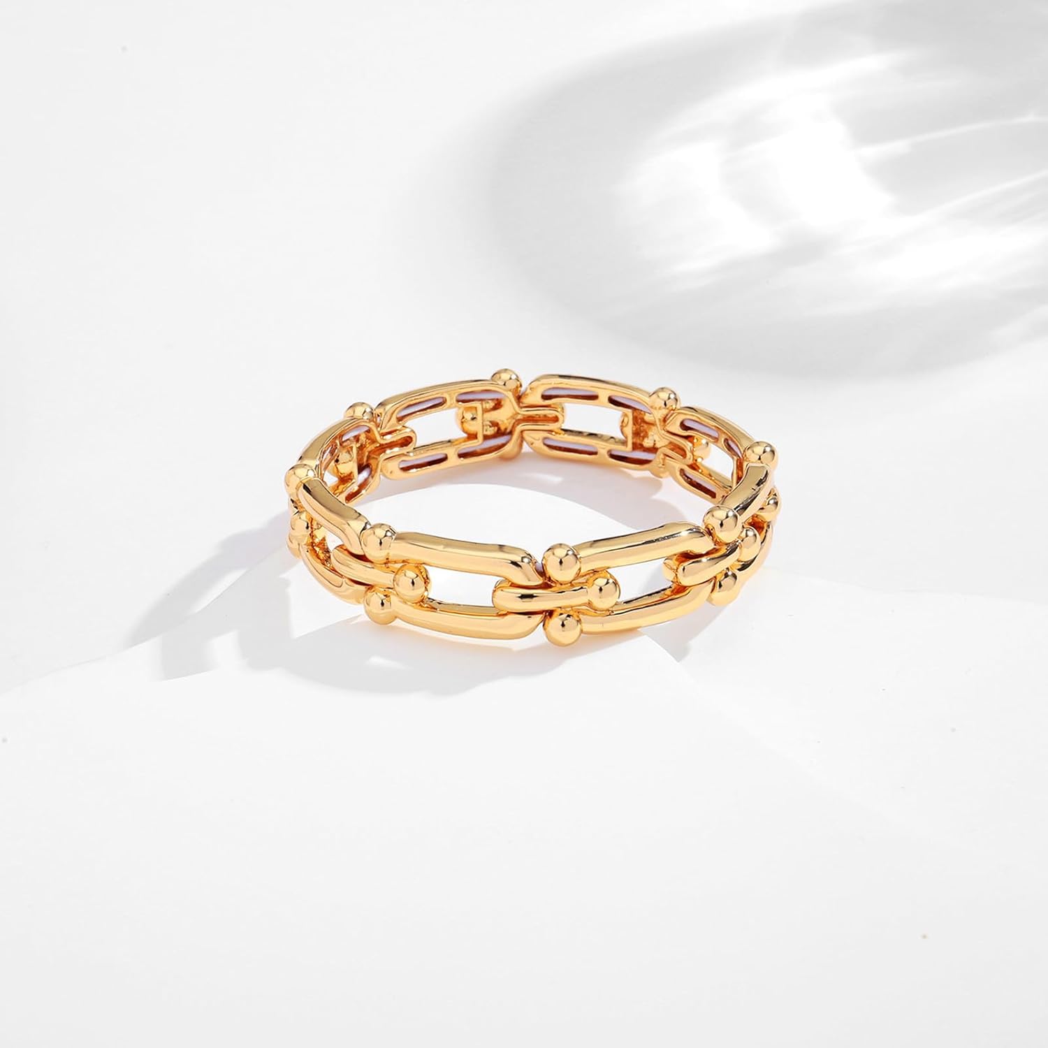 Chunky Stretch Bangles Bracelets for Women Trendy Wide Elastic Gold Bracelet Flexible Link Chain Bracelets - Image 6