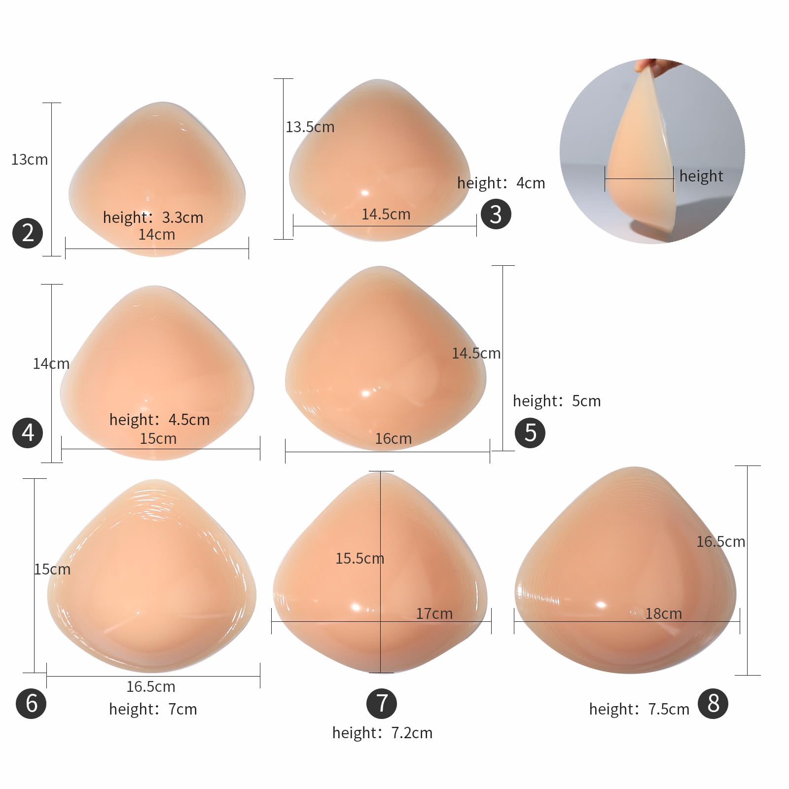 Silikon Brustprothesen,Dreieck Mastektomie Brust Prothesen Silikon-Brustform Konkave Prothese BH Einlagen für Schwimmen Cosplay(1 Stück)