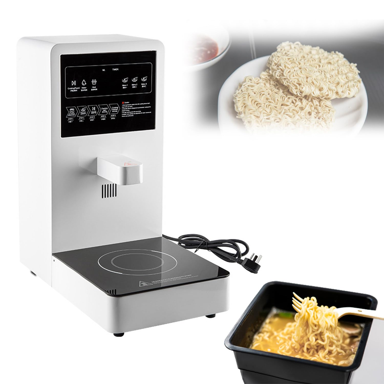 Kjzqxyx Self-Help Pasta Cooker,2200W Portable Noodles Cooking Machine, With Smart Touchscreen Adjustable Heating Time Anti-Dry Burning