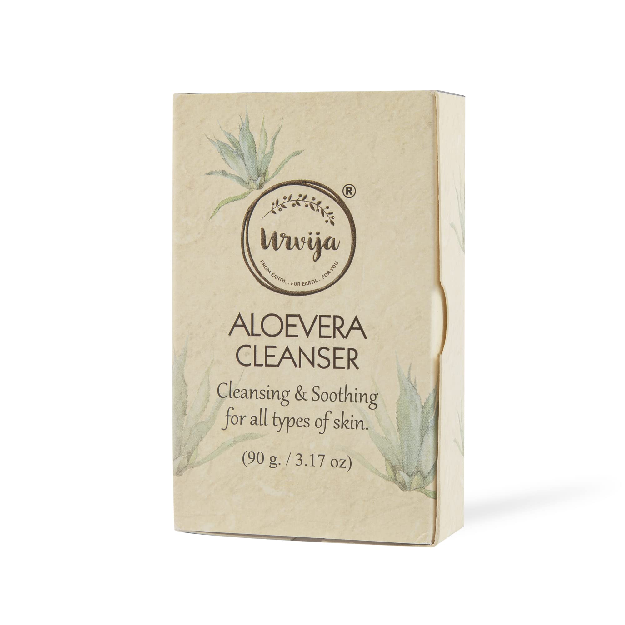 Urvija Aloevera Hydrating Moisturizing Soap Cleanser for Dry Skin - Essential oil based Handmade soap - Improves Skin Texture & keeps skin Soft & Supple, Radiant glow - No Sulphates, Anti blemish, Spot reduction, 90g