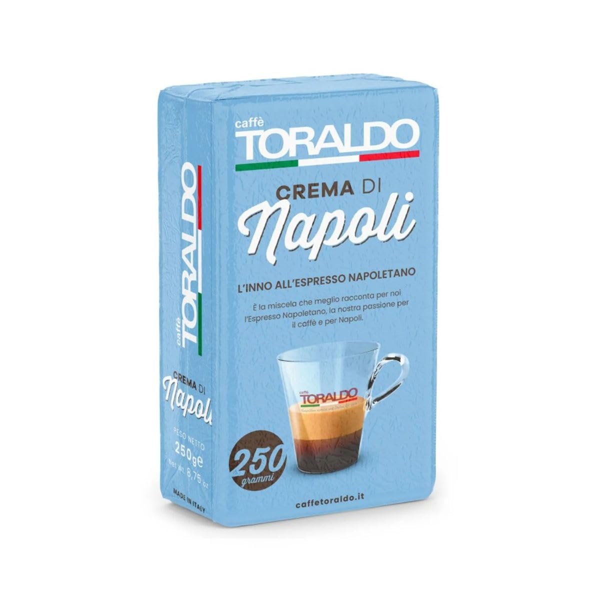 Caffè Toraldo Crema di Napoli - Café molido 8 x 250 g | Mezcla espresso napolitano | Aromas intensos y crema cremosa | Paquete al vacío | Made in Italy + Italian gourmet polpa 400g
