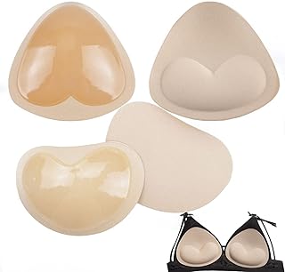 2 Pairs Self-adhesive Inserts Bra Pads Inserts Push Up Pads Removable Breast Enhancer for Bras Bikini Swimsuit Sports