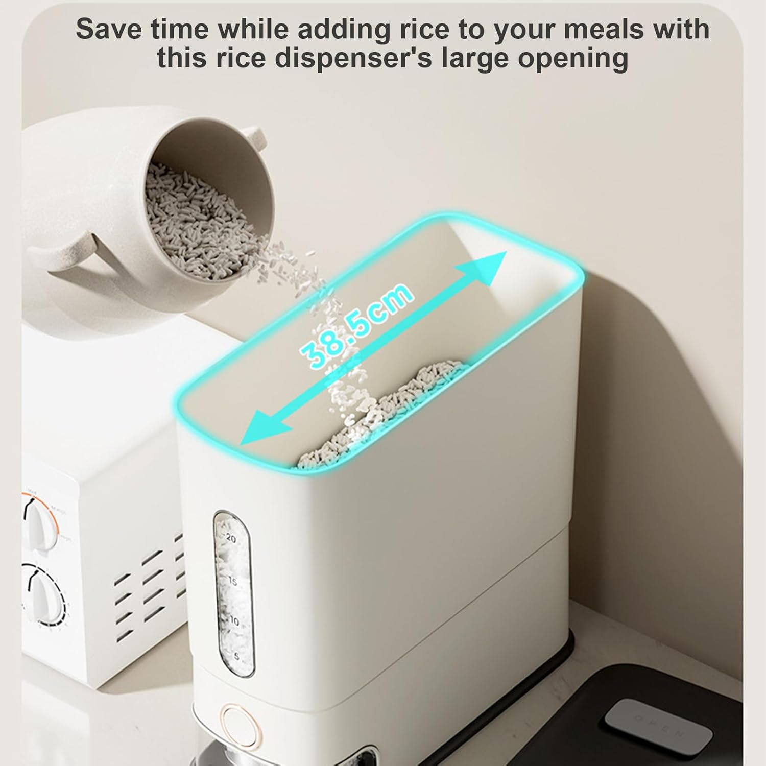 Large Rice Container | 24L Large Capacity Press Preservation - Rice Storage Dispenser | for Cereal Food Household Living Room Countertop Warehouse Closet Home Indoor Kitchen