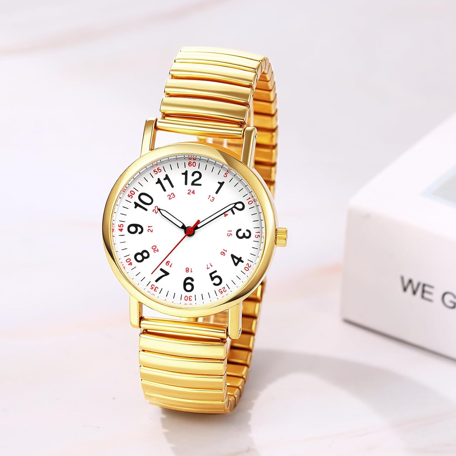 Avaner Women's Stretch Band Watches: Elastic Strap Ladies Large Face Gold Silver Quartz Easy Reader Bracelet Wrist Watch - Image 2