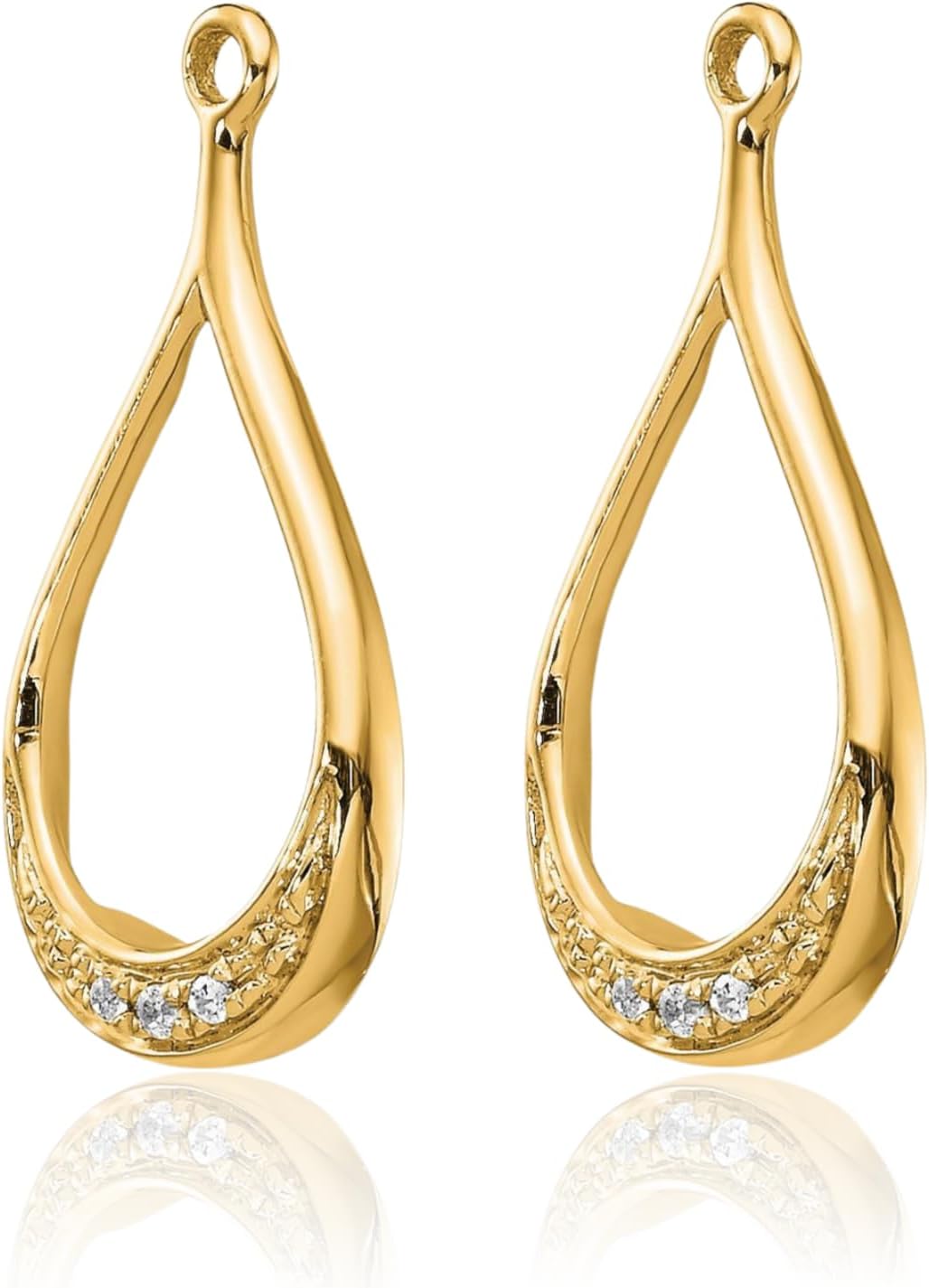 14K Solid Yellow Gold Diamond Accent Earring Jackets Prong Set, Polished for her IceCarats