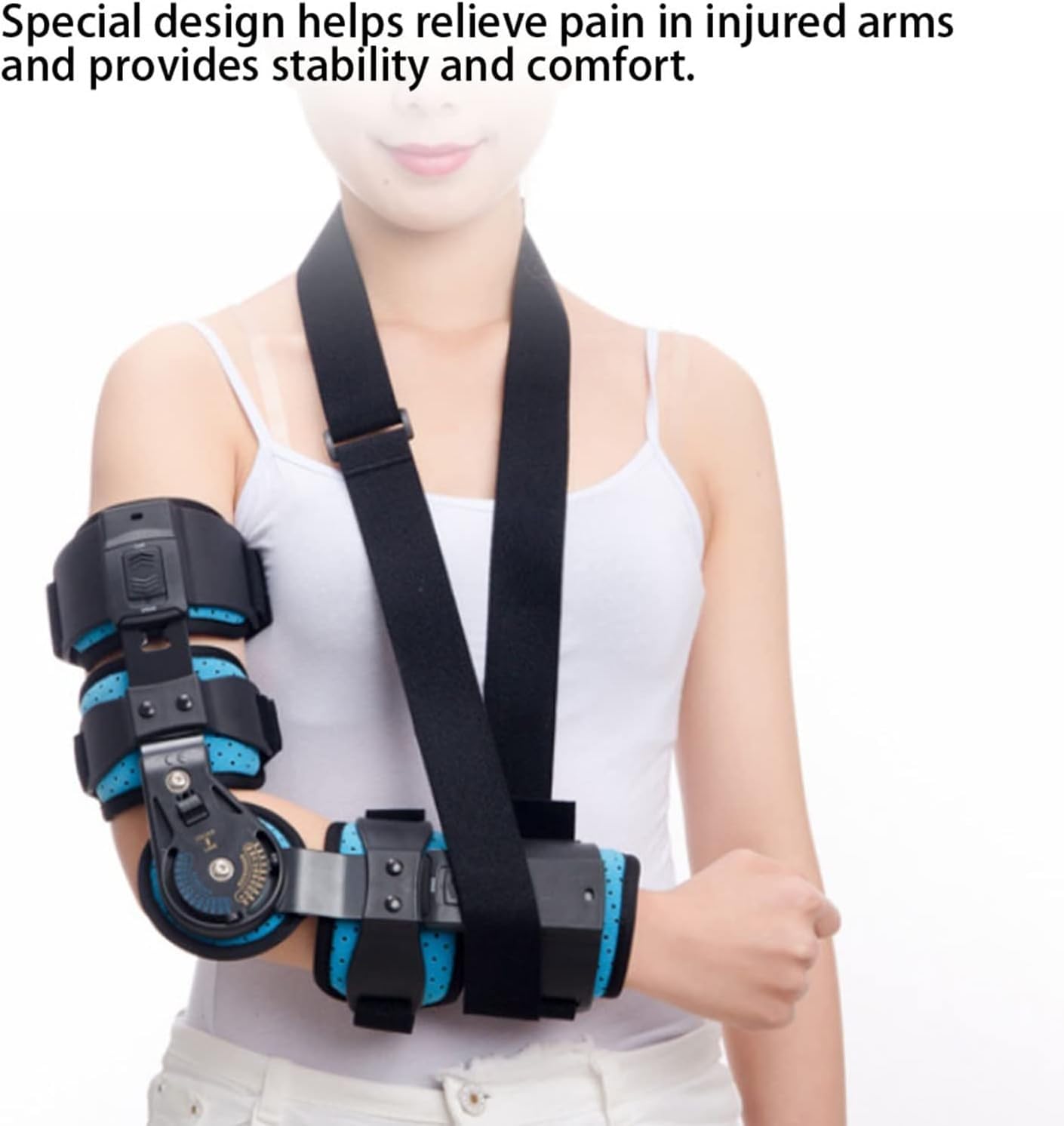 Codera Articulada para Brazo Derecho, Soporte Recuperación Lesiones con Órtesis Acero Inoxidable, Cabestrillo Fijación, Ideal para Poscirugía, Fracturas Y Lesiones Ligamentos Right