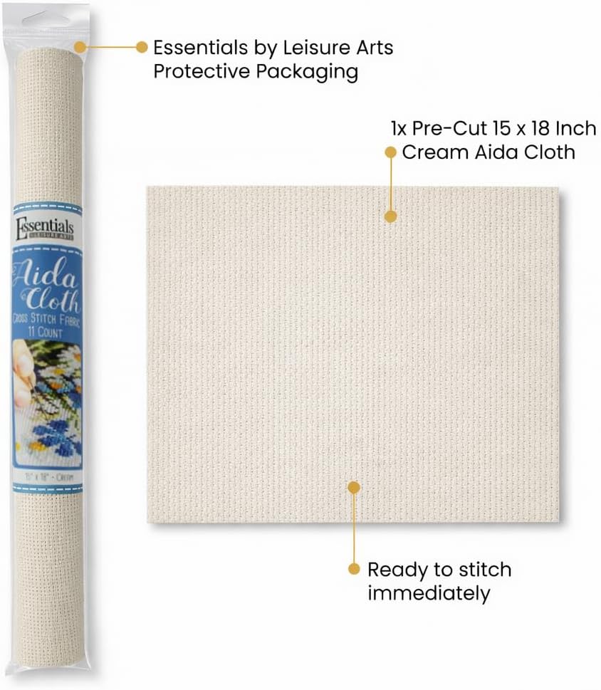 11 Count Aida Cloth Cross Stitch Fabric 15X18 Cream Embroidery Supplies