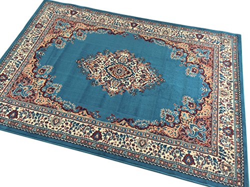 Medallion Traditional Oriental Persian Design Area Rug Rugs (Petrol Blue, 4'11" X 6'11") #TOP1
