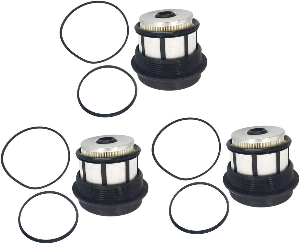 PartsFlow Set Of 3 Fuel Filter + Cap For 1999-2003 Ford E-350 Club Wagon/E-350 Super Duty/Excursion/F-250 Super Duty/F-350 Super Duty/F-450 Super Duty/F-550 Super Duty/E-350 Econoline Club Wagon