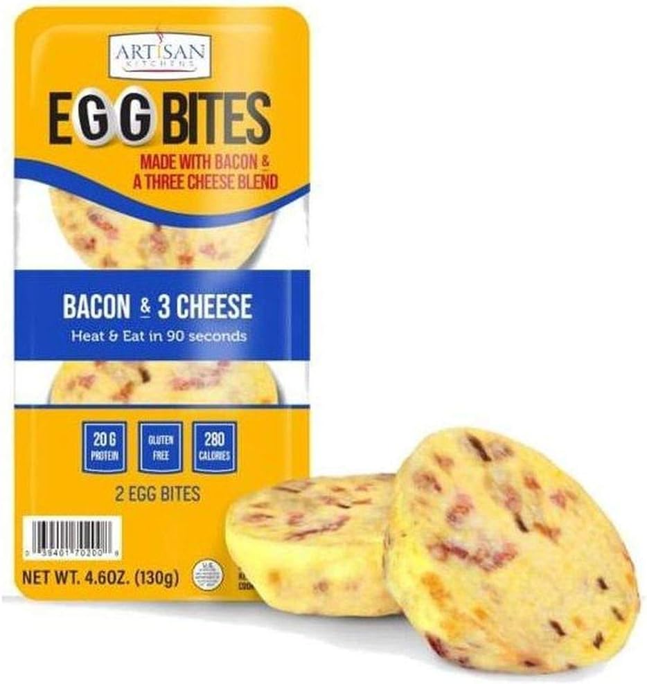 Artisan Kitchens Bacon and Three Cheese Egg Bites - 2 count per pack -- 7 packs per case.