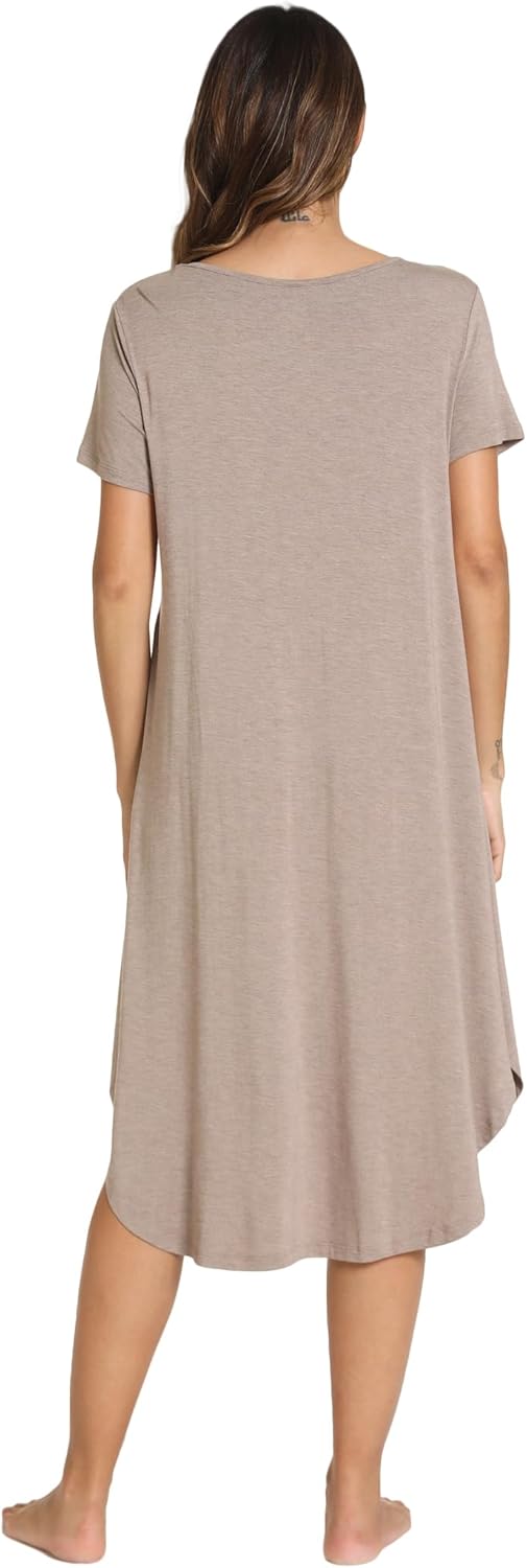 GYS Bamboo Viscose Nightgowns for Women Short Sleeve V Neck Night Shirts with Pockets - Image 2