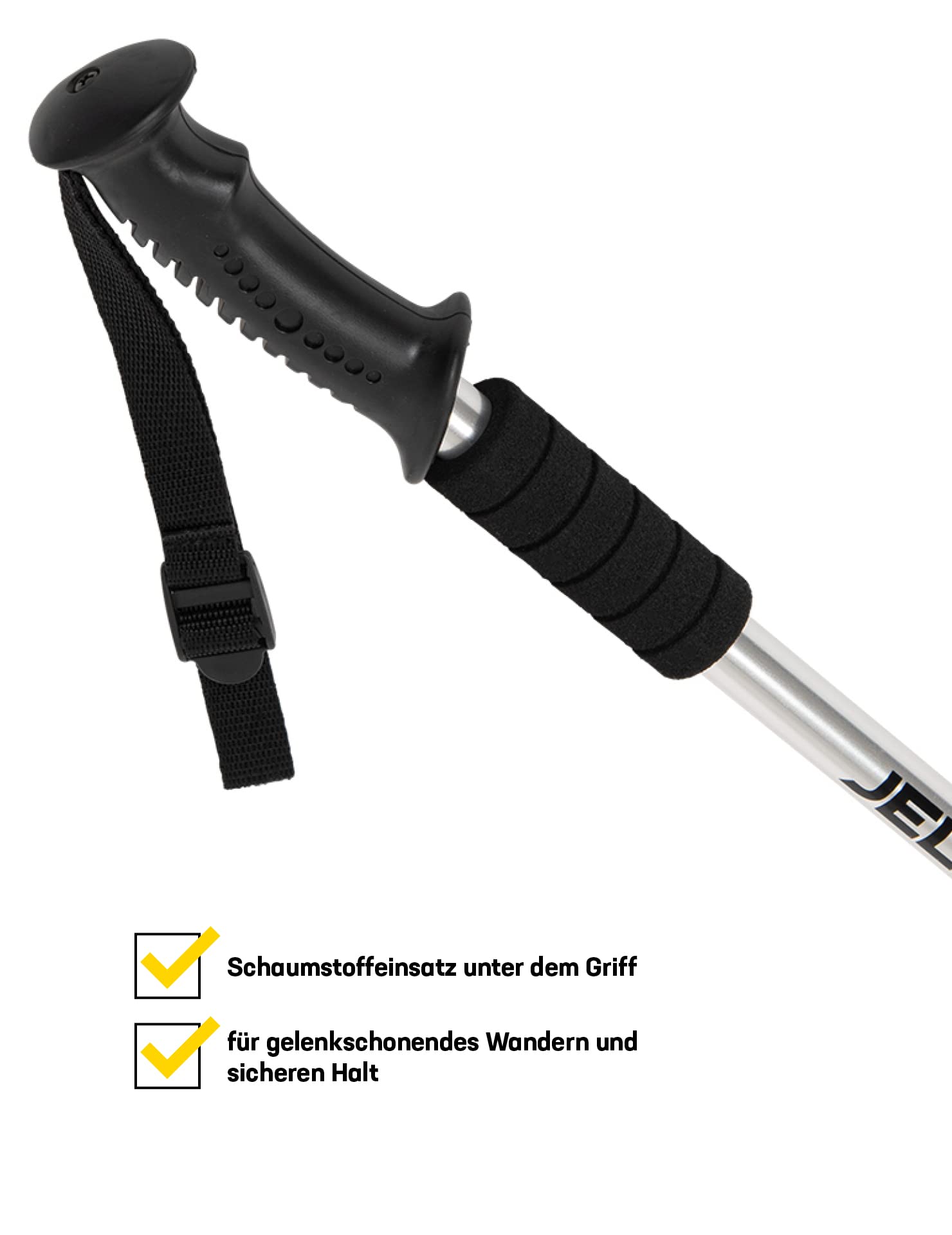 JELEX Nature kijki teleskopowe do nordic walking, regulowane, w zestawie różne nasadki do aktywności na świeżym powietrzu, ultralekkie kijki trekkingowe z technologią Antishock (srebrne)