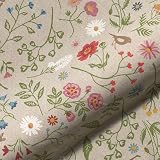 Dekostoff Canvas Leinenoptik   Tiere und Blumenmuster in vielen Designs   Meterware ab 50cm   für Taschen, Kissen, Home Decoration (Garden Flowers)