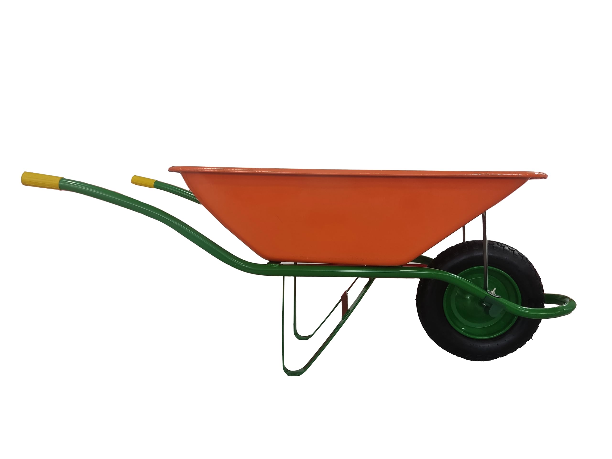 Carretilla Amarilla/Naranja Carretillo de Obra | 100 litros de Volumen | Neumáticos con llanta metálica | Carretilla de Jardín