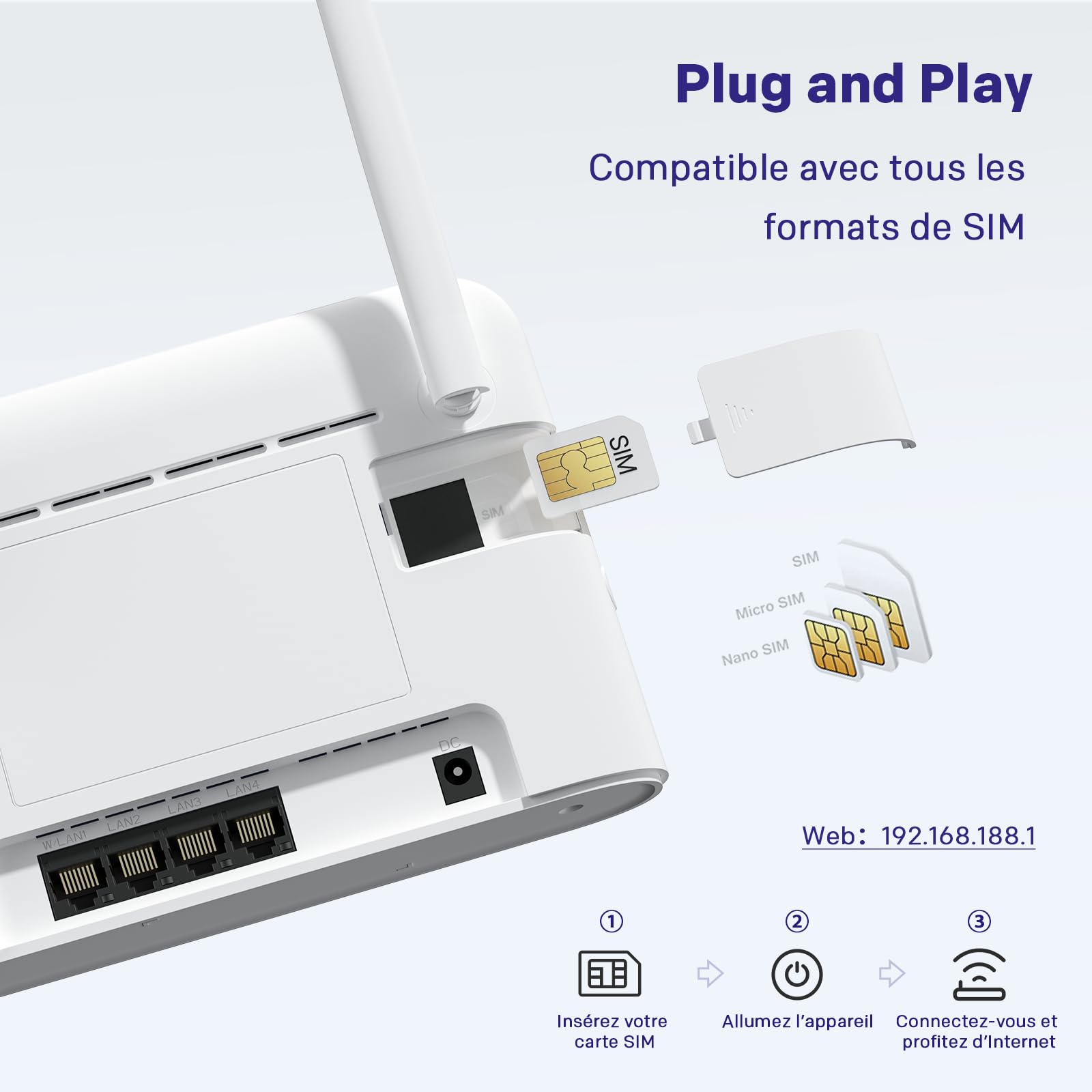STRONG Routeur 4G, Réseau LTE Cat4, Wi-FI N300 Mbps, Box 4G avec Ports WAN/LAN 100 Mbps, Antennes externes Fixes, Compatible avec Toutes Les Cartes SIM, Plug & Play, Réseau sécurisé (4GROUTER360)