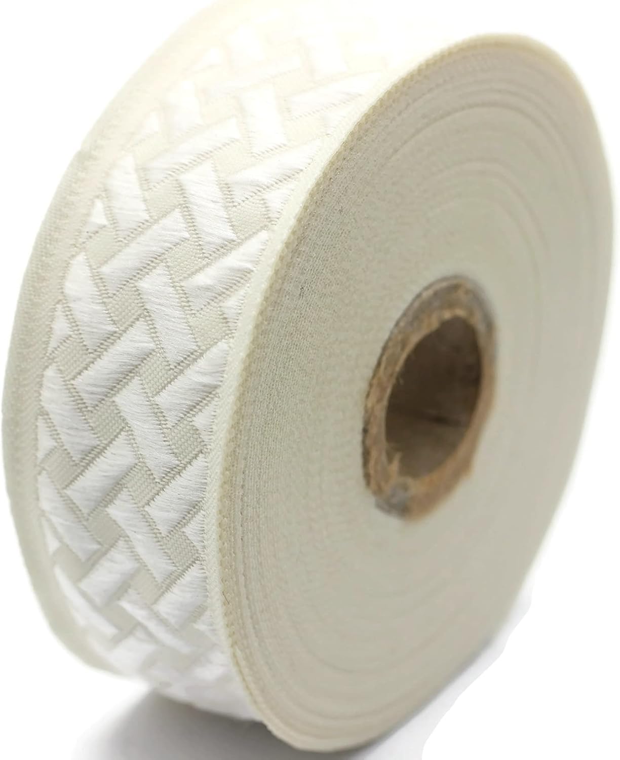 10.9 Yards Spool 1.37" Wide White & Cream Knot Jacquard Ribbon Geometric Trim Woven Border Craft Supplies Vintage Trim 35274 V1