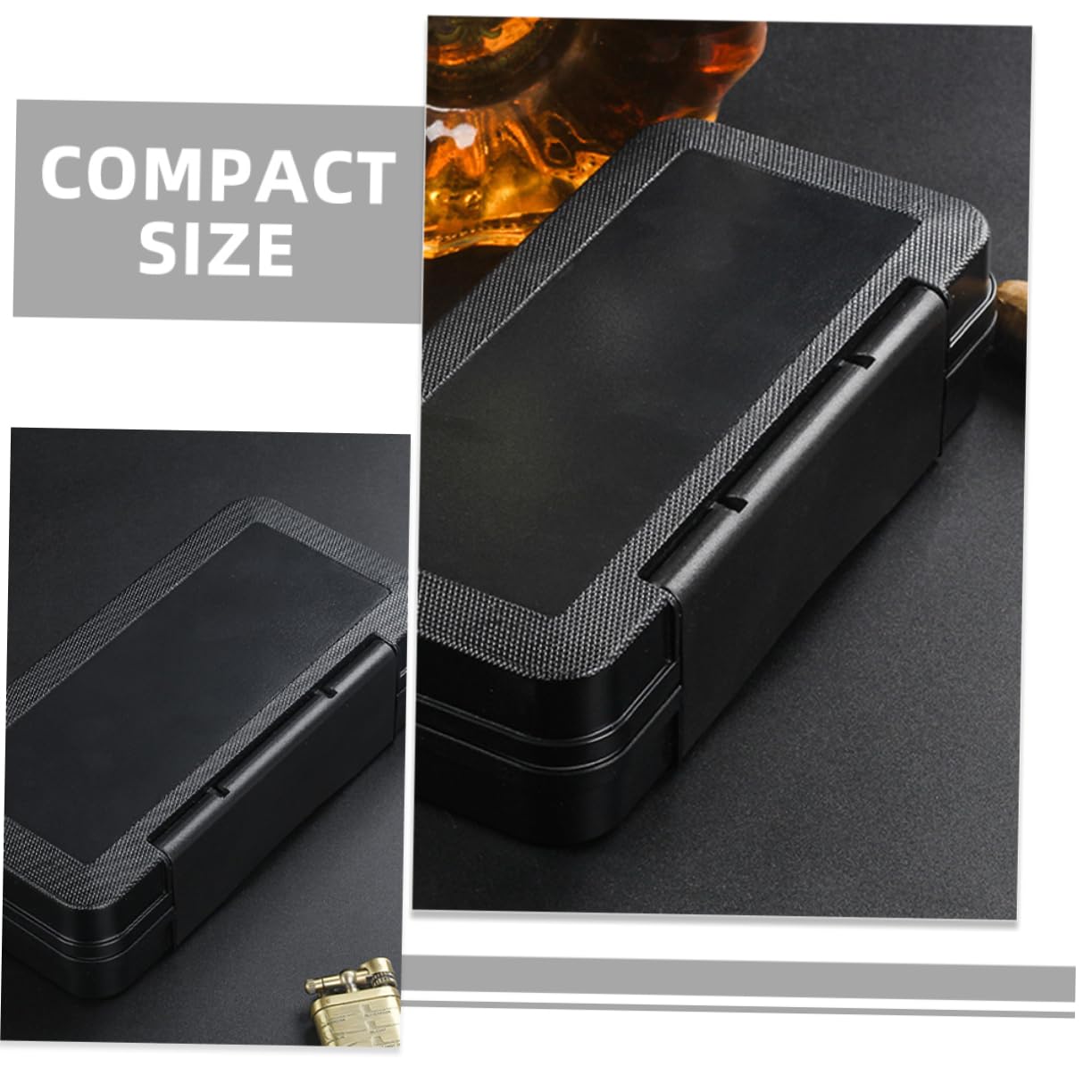 SHERCHPRY Scatola Porta Sigari Nera in Plastica Portatile Protezione Dall’umidità per Uso Indoor e Business, Custodia per 3 Sigari da Viaggio