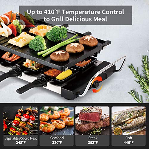 Raclette Table Grill, Bonsenkitchen Electric Grill Indoor Korean BBQ Tabletop Griddle, Portable