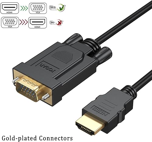 Miniatura 8 de Cable HDMI a VGA de 6 pies, adaptador de video unidireccional HDMI a VGA de 6 pies (macho a macho) compatible con Raspberry Pi, Roku, computadora,