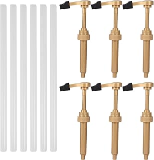 6Pcs Coffee Syrup Pump Reusable Pump Bottle Dispenser 10CC No Dripping Pressed Coffee Syrup Pump Dispenser with Mouth Cover Gold/Black Pump Dispenser Replacement for Most 750ml Syrup Bottle Tea Coffee