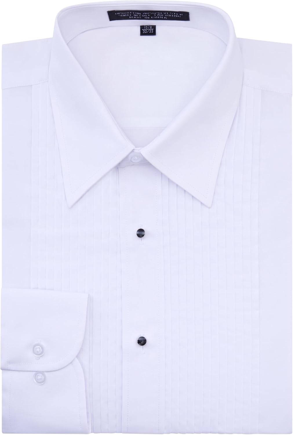 Mens Tuxedo Shirt, Black Cummerbund & Bow Tie Set - Formal Dress Shirt for Wedding, Prom, Black Tie Event - White Button Down - Image 4