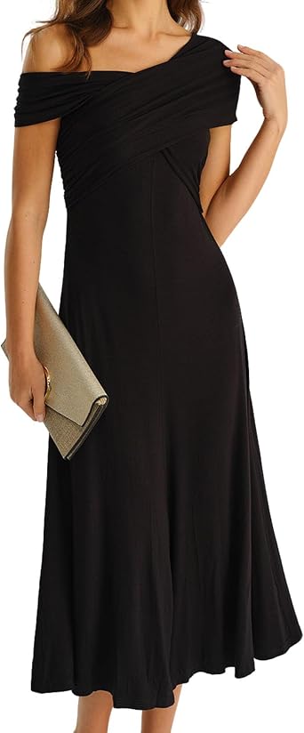 RIHOAS Womens Off Shoulder Bodycon Dress Evening Party Cocktail Maxi Dresses