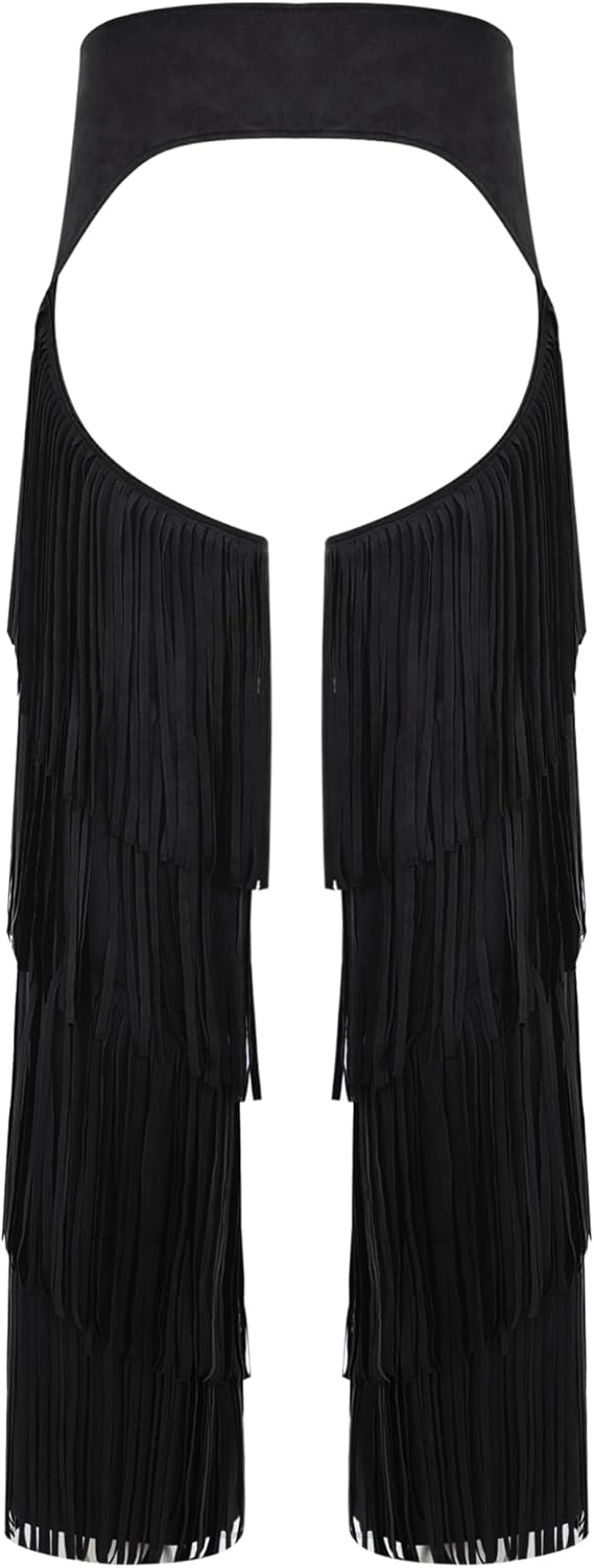 Chaps for Women Cowgirl Pants Fringe Cowboy Assless Chaps Western Pants Trousers for Club Party - Image 4